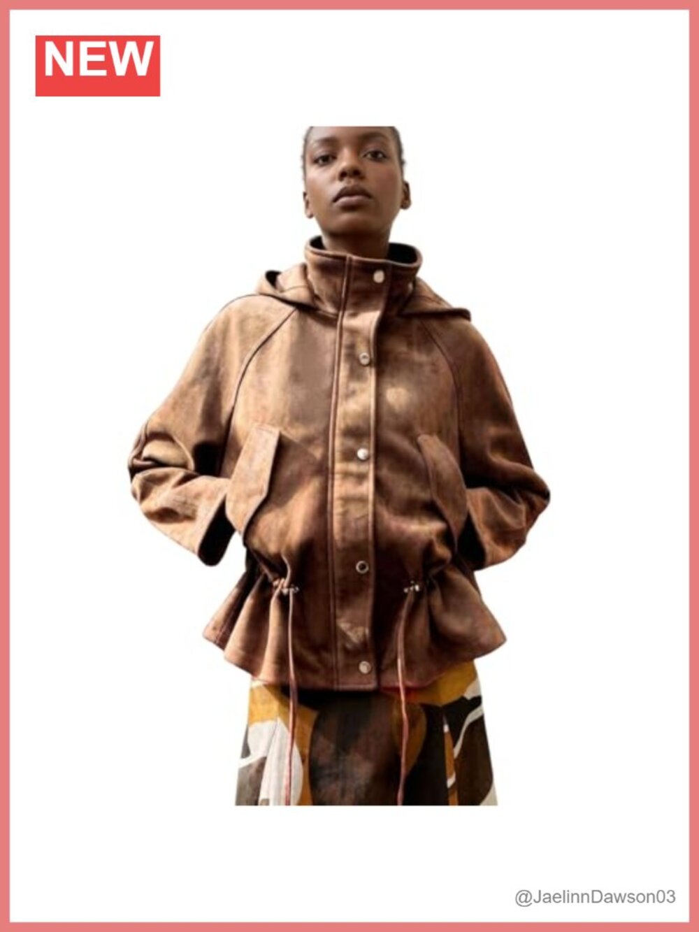 Faux Suede Hooded Jacket Oversized Drawstring Waist Casual Outerwear